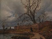 Karl Julius von Leypold Wanderer im Sturm Sweden oil painting artist